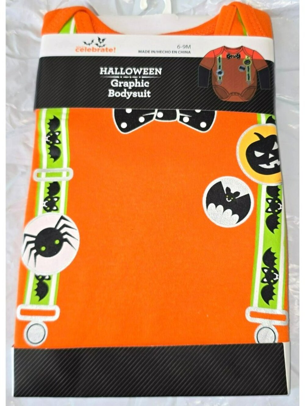 Halloween Baby Orange One Piece Spider Pumpkin Costume Shirt 6-9 mos LH4280